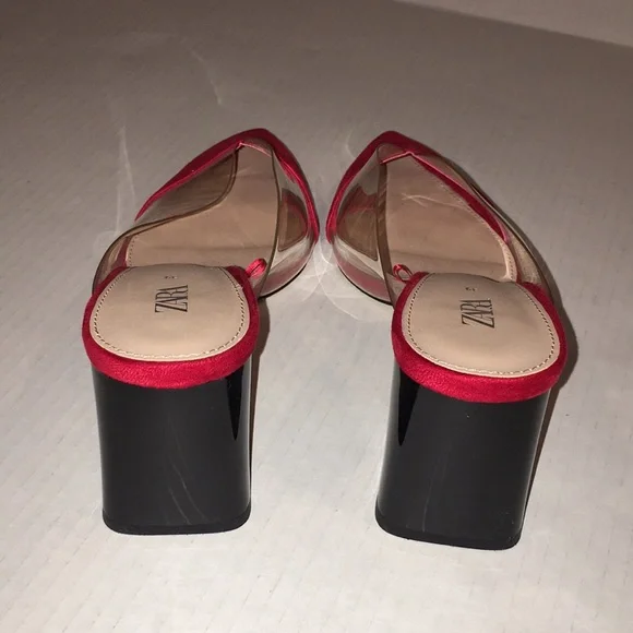 Zara Red Heeled Slipper Shoes | Size 39 / US size 9 - Picture 3 of 7
